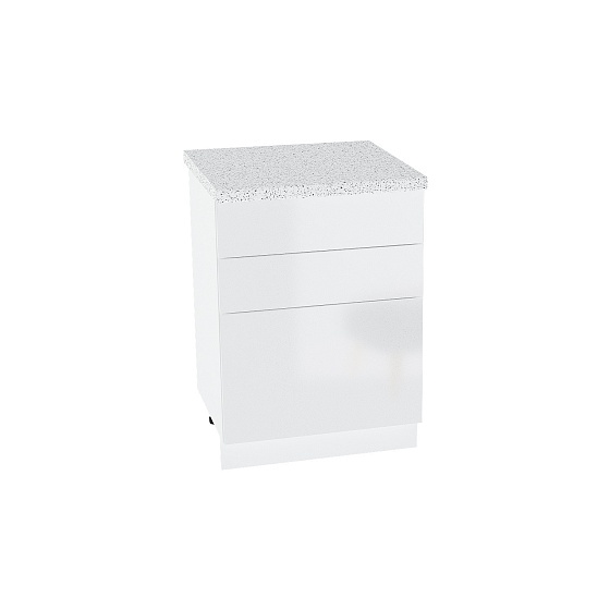 Шкаф нижний с 3 ящиками Кухня Эстетик 600 мм Белый - Магнолия