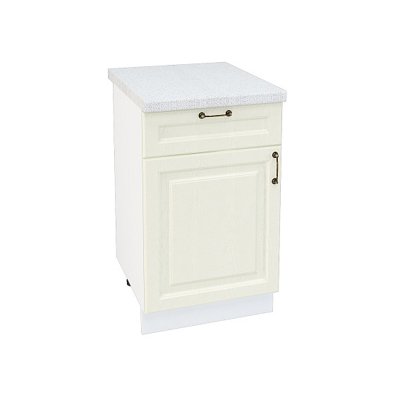 Шкаф нижний 1 ящик Кухня Ницца 500 мм Белый - Дуб кремовый
