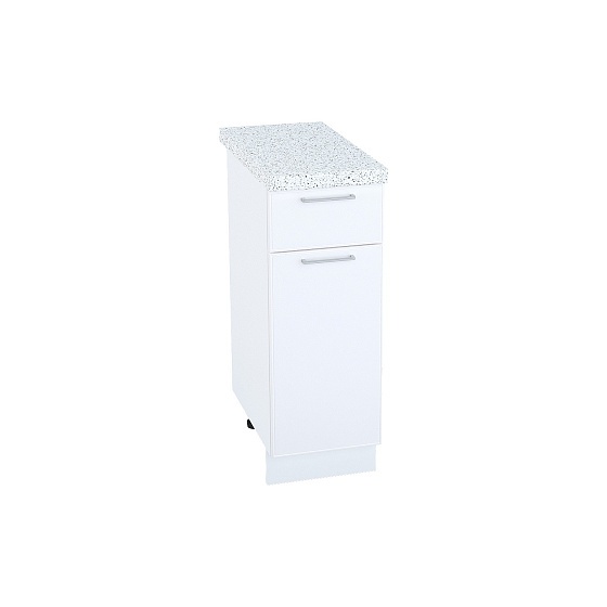 Шкаф нижний 1 ящик Кухня Мемфис 300 мм Белый - Белый софт