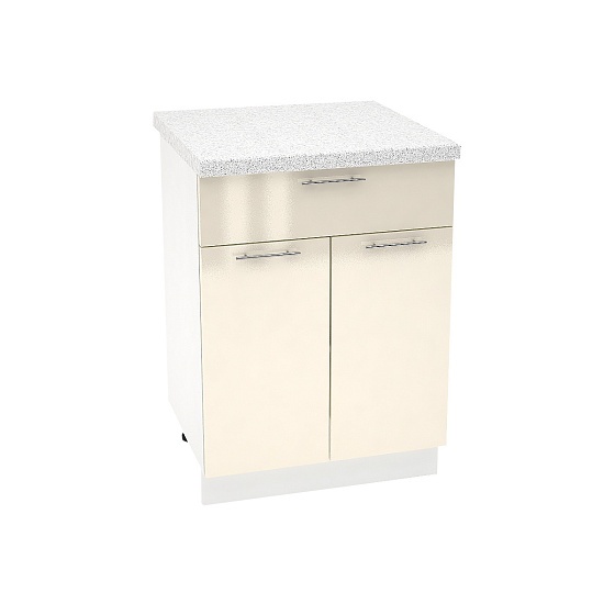 Шкаф нижний 1 ящик Кухня Валерия 600 мм Белый - Ваниль глянец