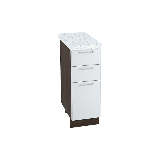 Шкаф нижний 3 ящика Кухня Мемфис 300 мм Дуб кальяри - Атласный серый