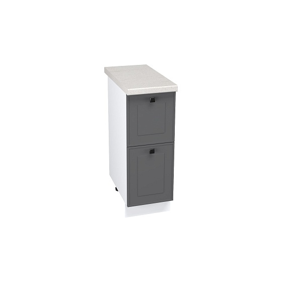 Шкаф нижний 2 ящика Кухня Перфетта 300 мм Белый - Грифельно-серый