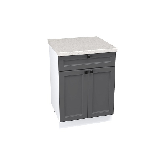 Шкаф нижний 1 ящик с 2 створками Кухня Тулиппа 600 мм Белый - Грифельно-серый