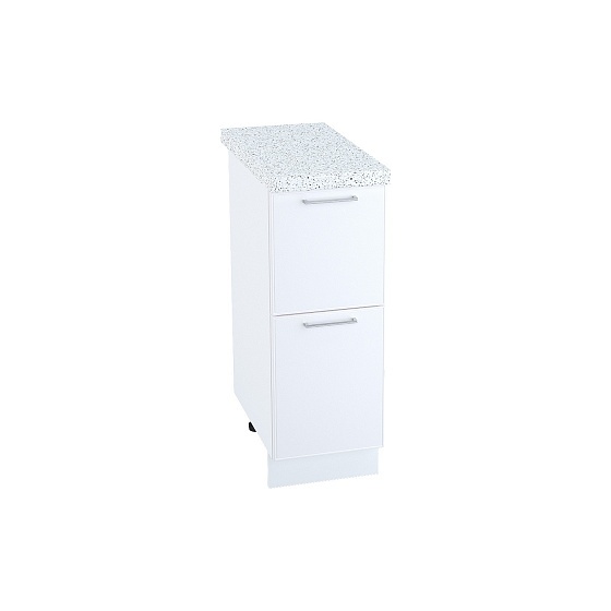 Шкаф нижний 2 ящика Кухня Мемфис 300 мм Белый - Белый софт