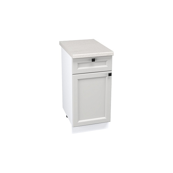 Шкаф нижний 1 ящик Кухня Тулиппа 400 мм Белый - Атласный серый
