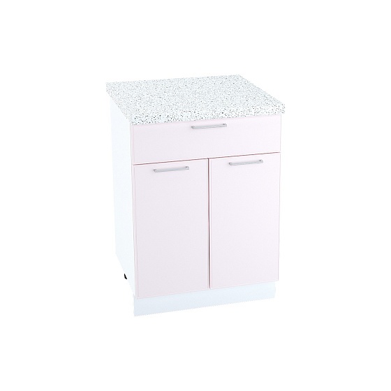 Шкаф нижний 1 ящик с 2 створками Кухня Мемфис 600 мм Белый - Японский шёлк