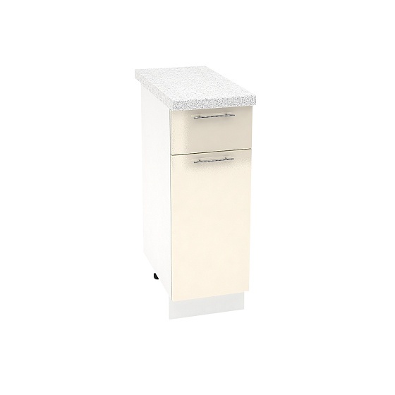 Шкаф нижний 1 ящик Кухня Валерия 300 мм Белый - Ваниль глянец