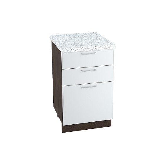 Шкаф нижний 3 ящика Кухня Мемфис 500 мм Дуб кальяри - Атласный серый