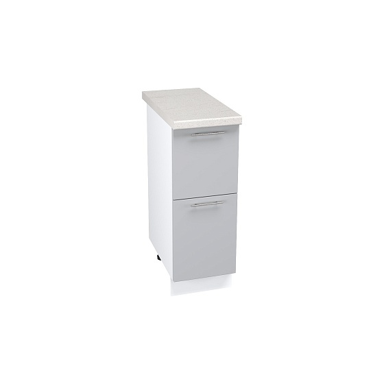 Шкаф нижний 2 ящика Кухня Валерия 300 мм Белый - Альбион софт