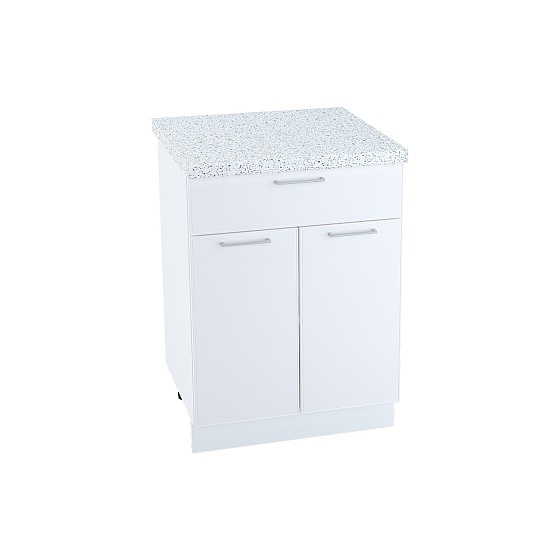 Шкаф нижний 1 ящик с 2 створками Кухня Мемфис 600 мм Белый - Белый софт