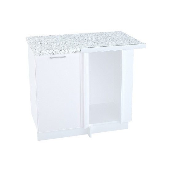 Шкаф нижний угловой Кухня Мемфис 990 мм Белый - Белый софт