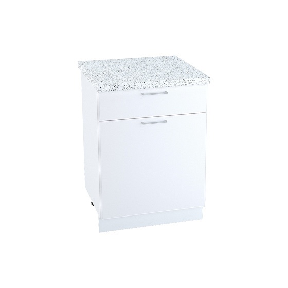 Шкаф нижний 1 ящик с 1 створкой Кухня Мемфис 600 мм Белый - Белый софт