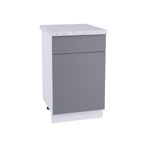 Шкаф нижний 1 ящик Кухня Валерия 500 мм Белый - Монблан софт