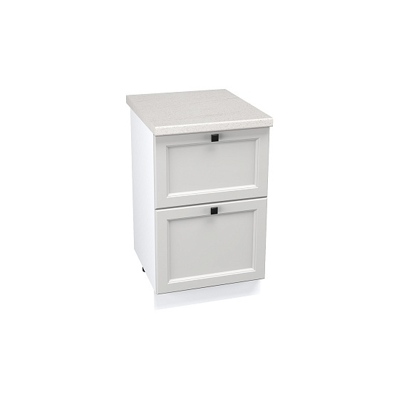 Шкаф нижний 2 ящика Кухня Тулиппа 500 мм Белый - Атласный серый
