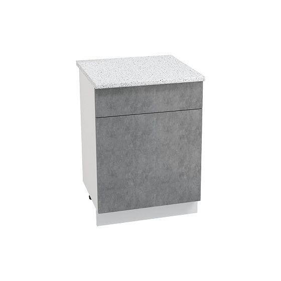 Шкаф нижний 1 ящик с 1 створкой Кухня Хелмер 600 мм Белый - Бетон