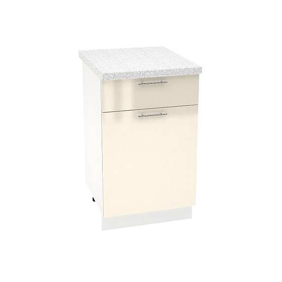 Шкаф нижний 1 ящик Кухня Валерия 500 мм Белый - Ваниль глянец