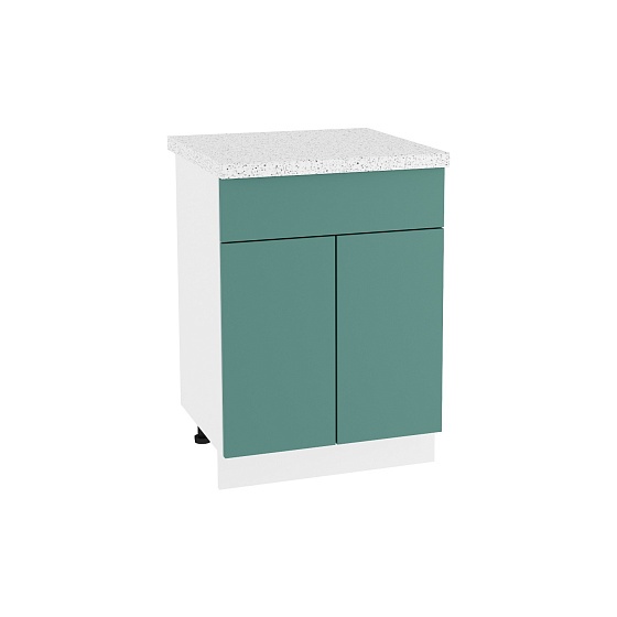 Шкаф нижний 1 ящик с 2 створками Кухня Валерия 600 мм Белый - Лагуна софт